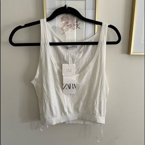 NWT Zara White Ribbed Tank